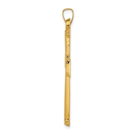 14k Gold Brushed And Polished Large Latin Cross Pendant - Model XR277 - Charlie & Co. Jewelry
