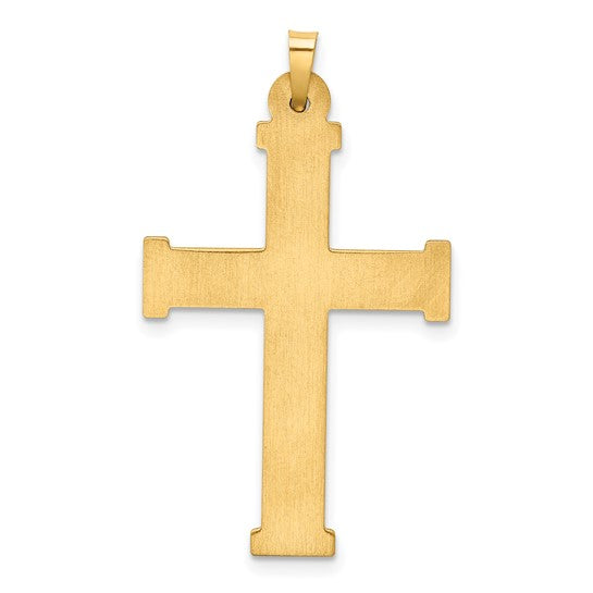 14k Gold Brushed And Polished Large Latin Cross Pendant - Model XR277 - Charlie & Co. Jewelry