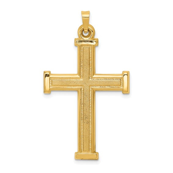 14k Gold Brushed And Polished Large Latin Cross Pendant - Model XR277 - Charlie & Co. Jewelry