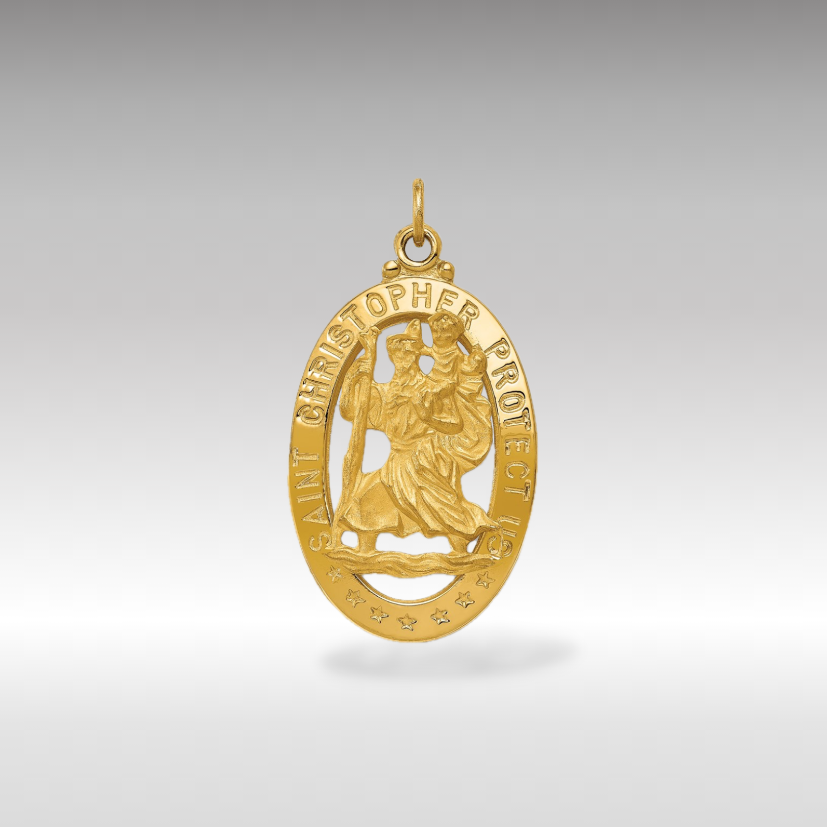 14K Gold Oval St. Anthony Medal Hollow Pendant - Charlie & Co. Jewelry