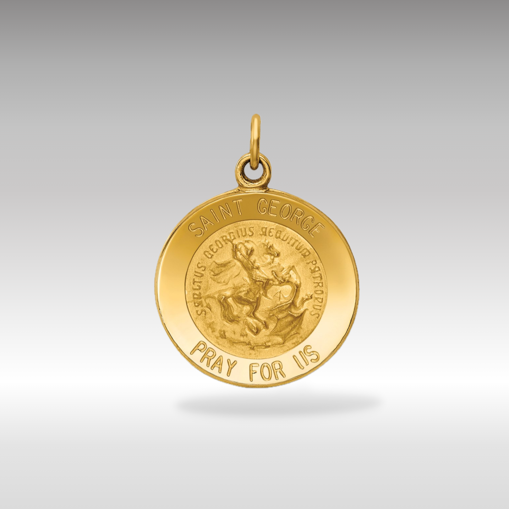 14k Gold Saint George Solid Medal Charm - Charlie & Co. Jewelry