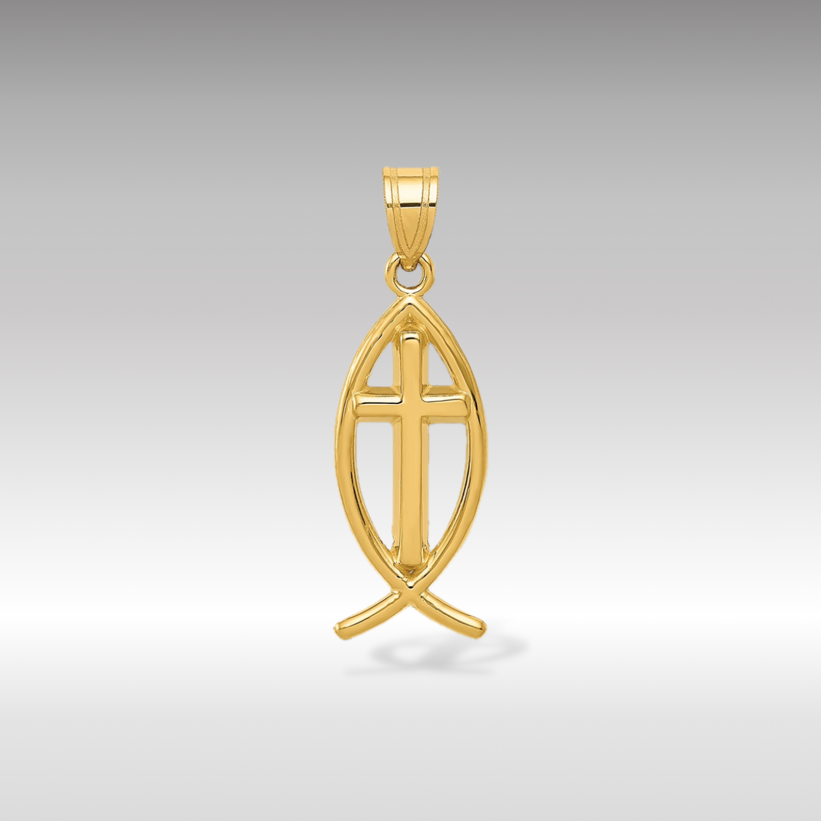 14K Gold Polished 'JESUS' Fish Pendant - Charlie & Co. Jewelry