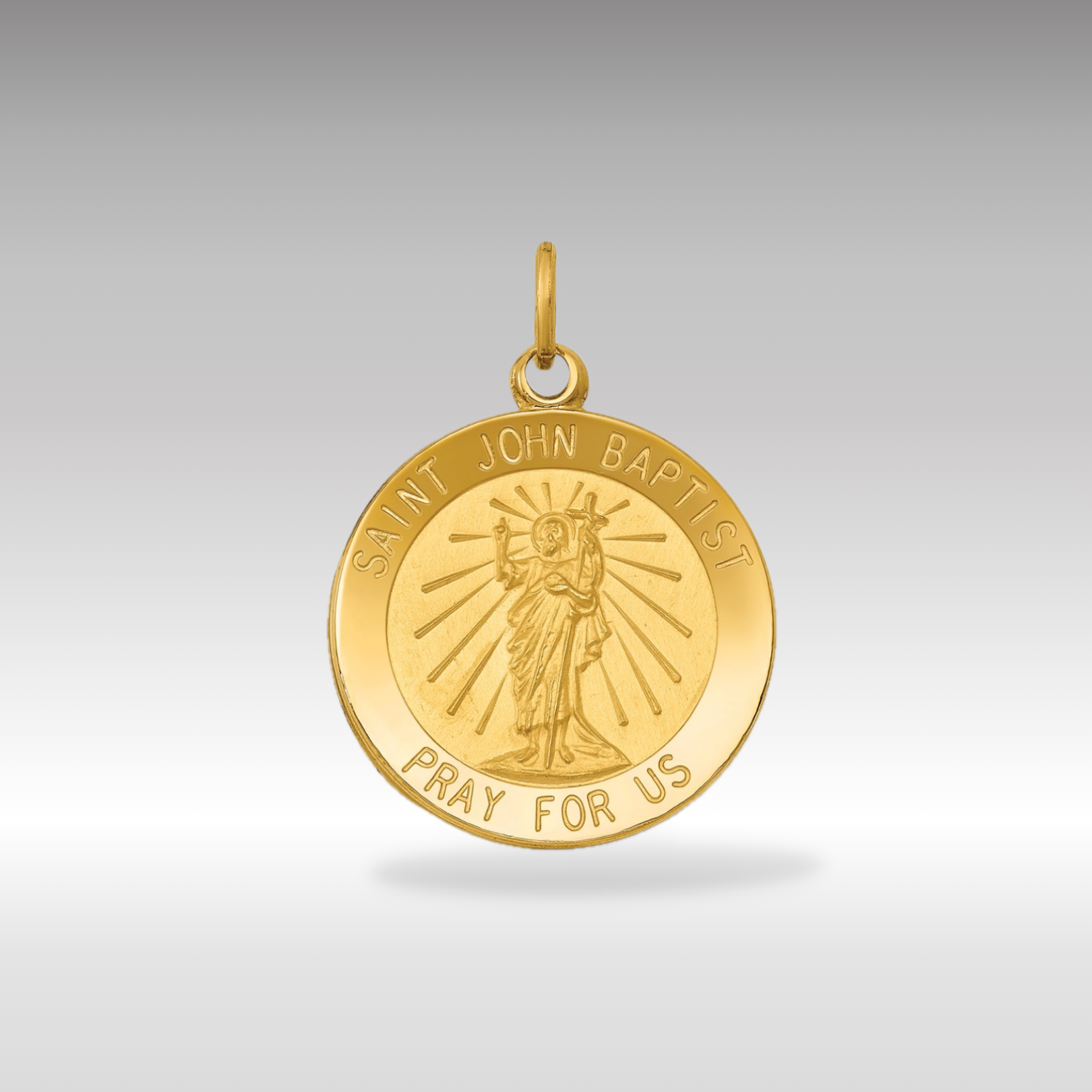 14K Gold Saint John the Baptist Solid Medal Charm - Charlie & Co. Jewelry