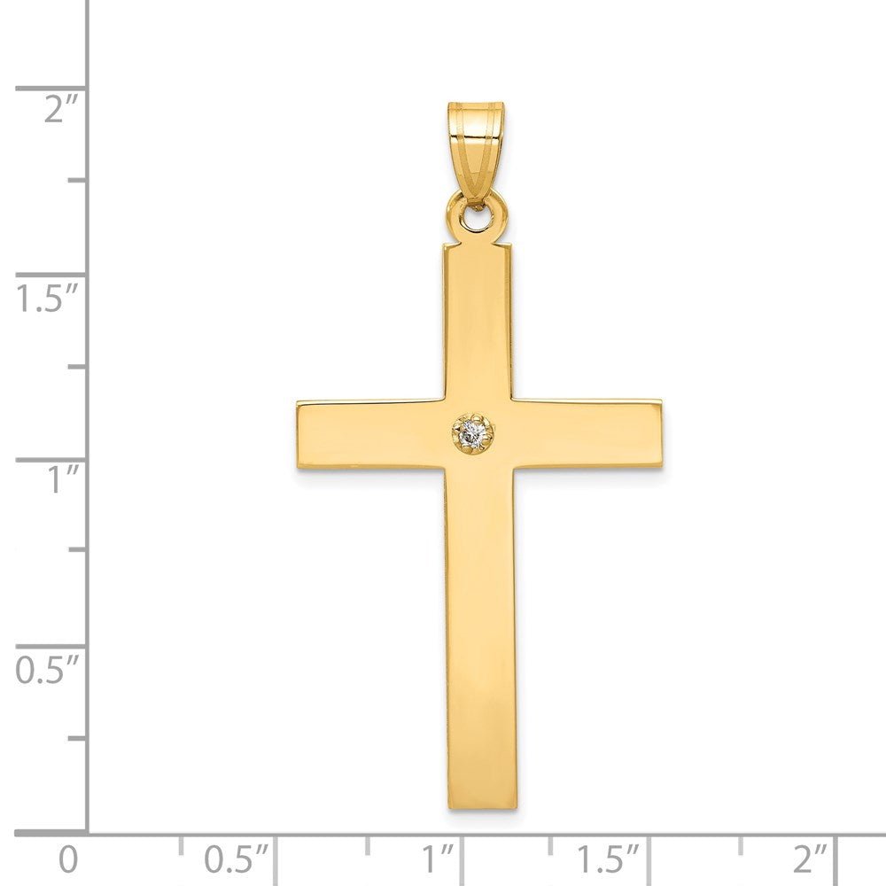 Gold Polished 0.03ct. Diamond Extra Large Cross Pendant - Model XR780 - Charlie & Co. Jewelry