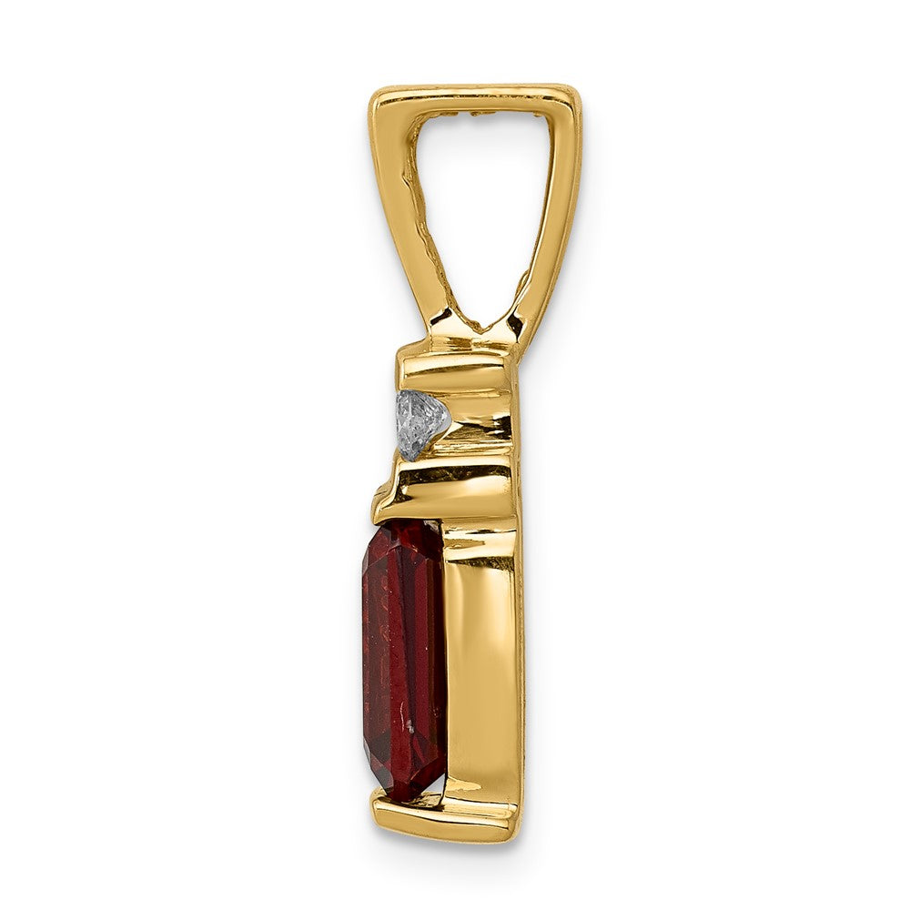Charlie & Co Jewelry | 14k 8x6mm Emerald Cut Garnet Vs Diamond Slide - Model XS799GA/VS