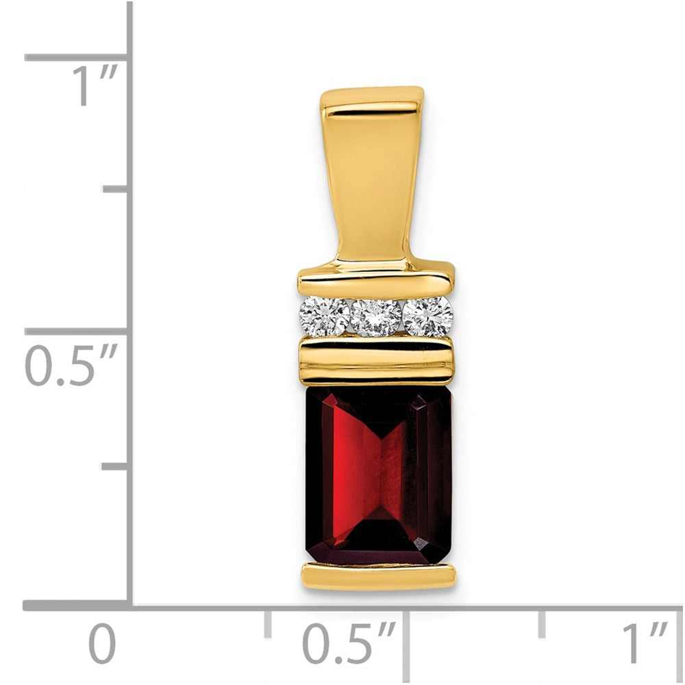 Charlie & Co Jewelry | 14k 8x6mm Emerald Cut Garnet Aaa Diamond Slide - Model XS799GA/AAA
