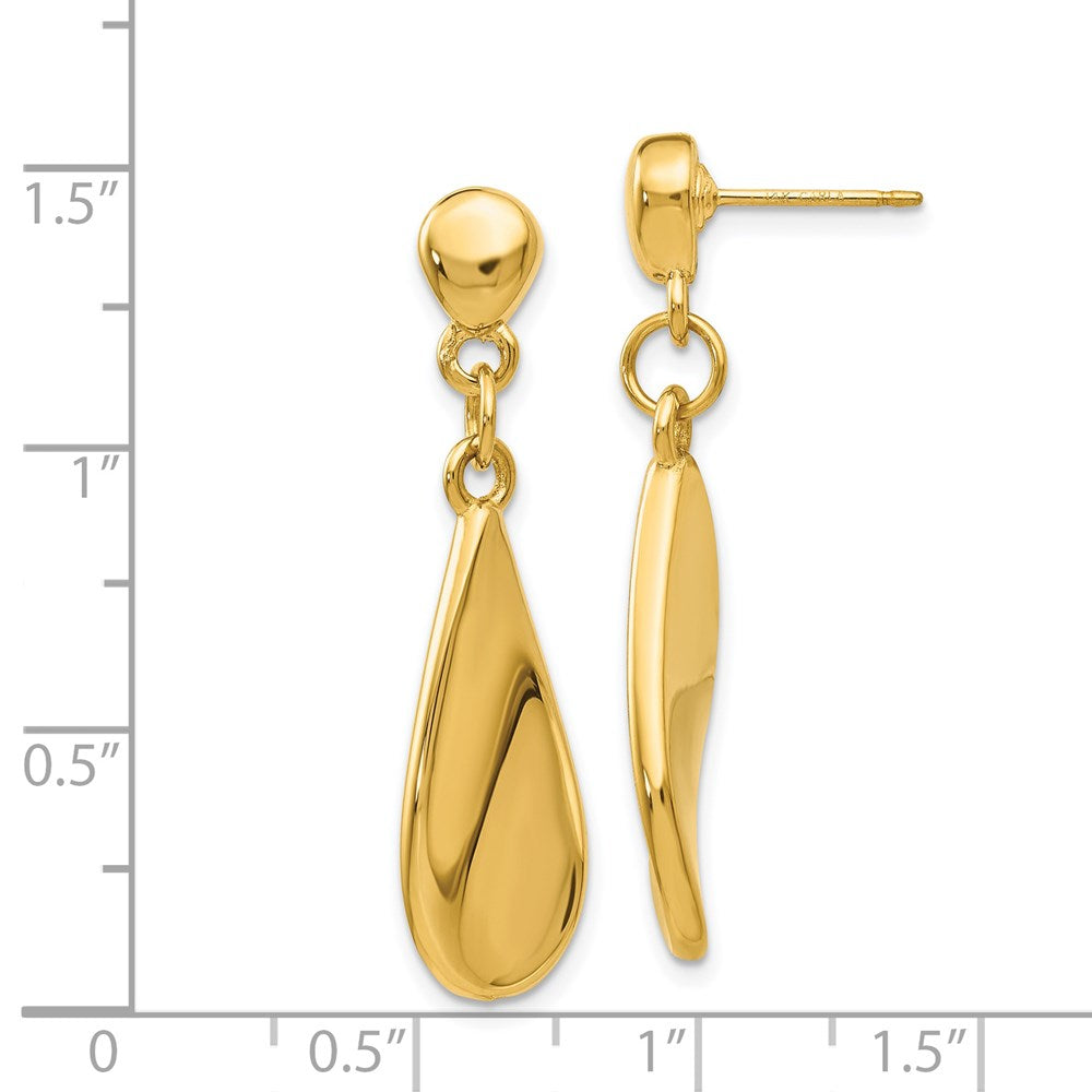 Gold Tear Drop Dangle Post Earrings - Model XY950 - Charlie & Co. Jewelry