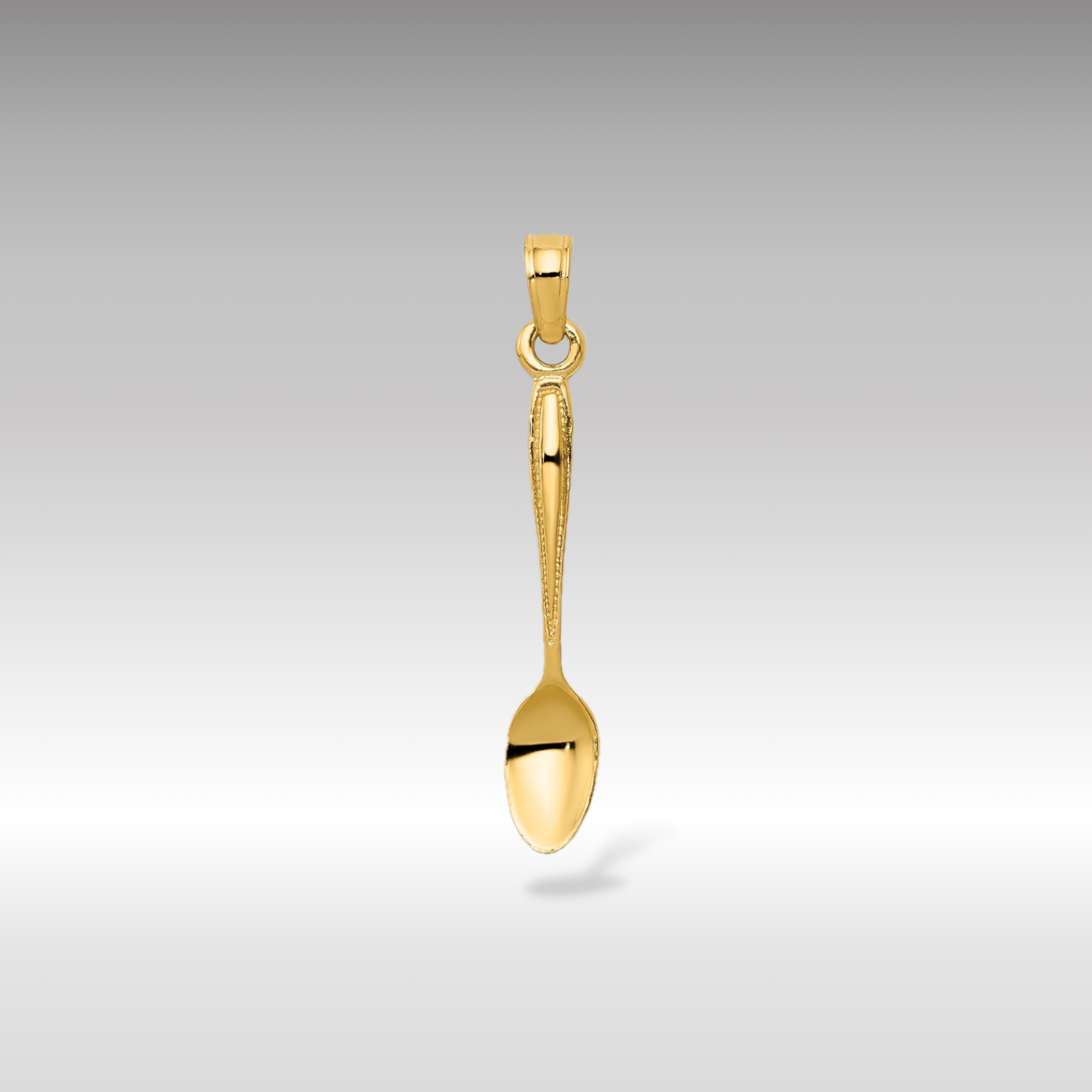 14K Gold 3D Table Spoon Pendant - Charlie & Co. Jewelry