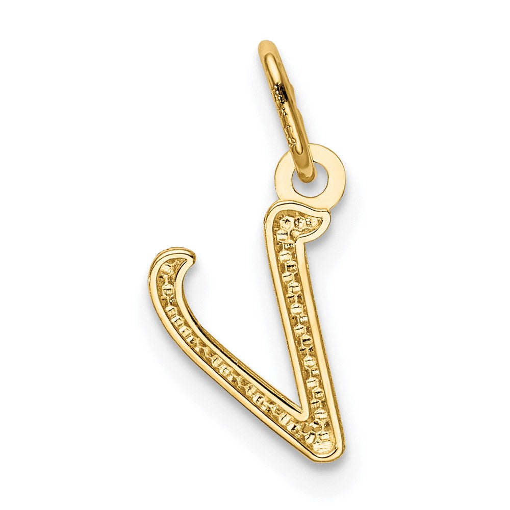 14K Gold Lowercase Initial "v" Pendant - Charlie & Co. Jewelry
