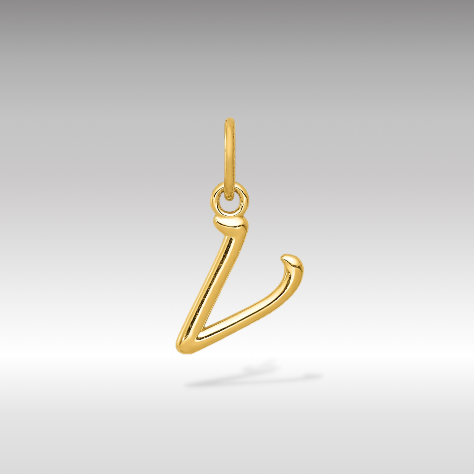 14K Gold Lowercase Initial "v" Pendant - Charlie & Co. Jewelry
