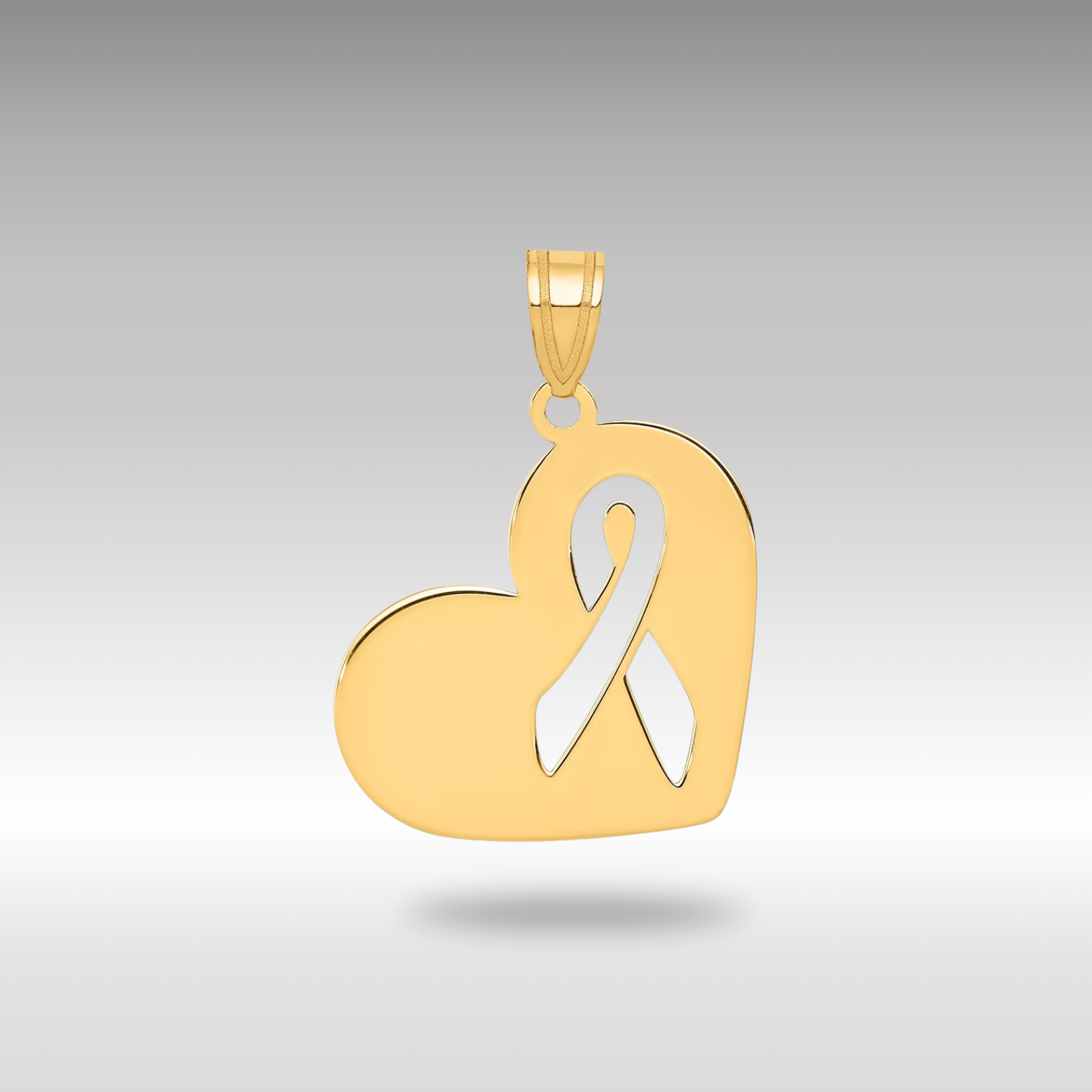 Gold Heart Necklace with Awareness Ribbon Cutout - Charlie & Co. Jewelry