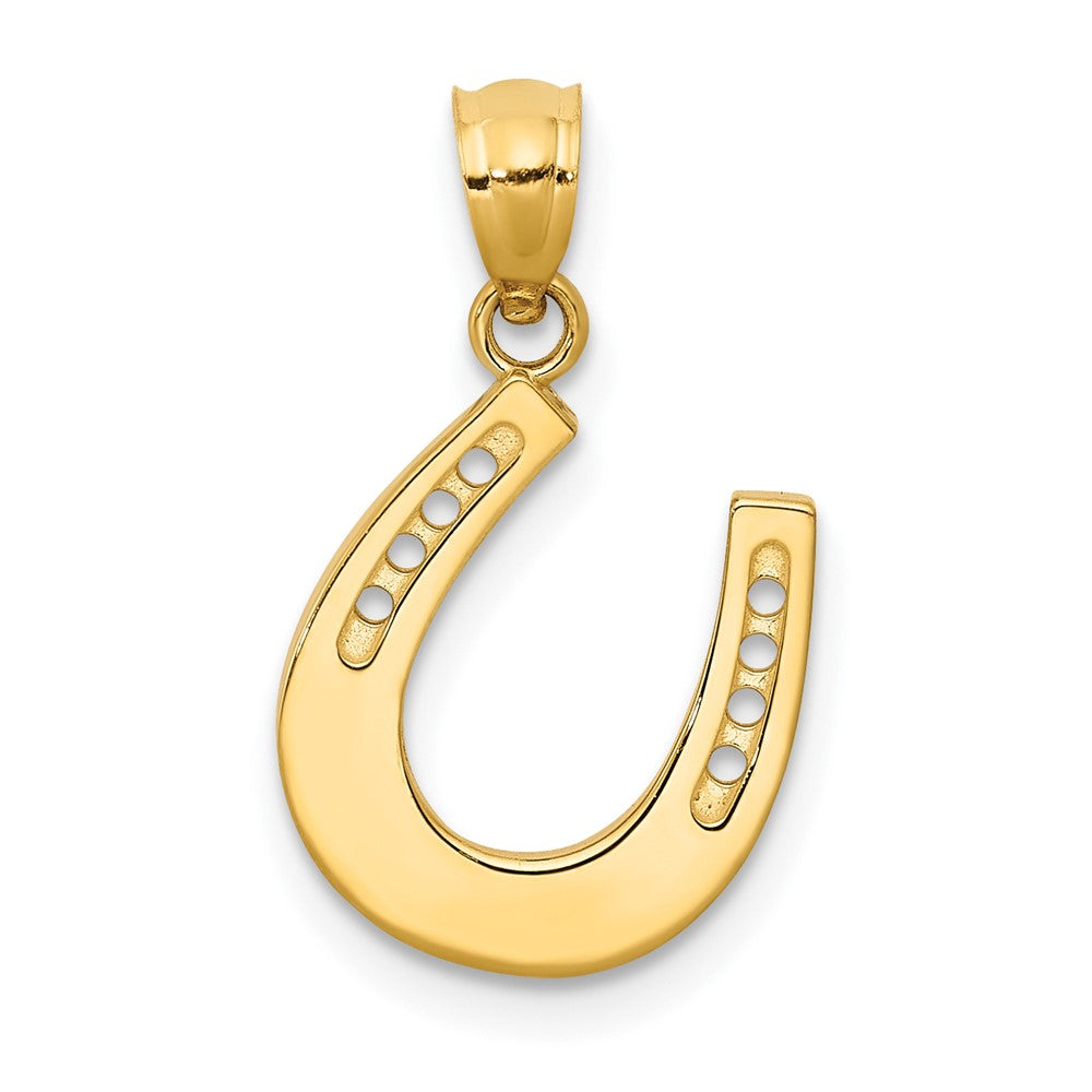 14K Gold Horseshoe Polished Necklace Pendant - Charlie & Co. Jewelry