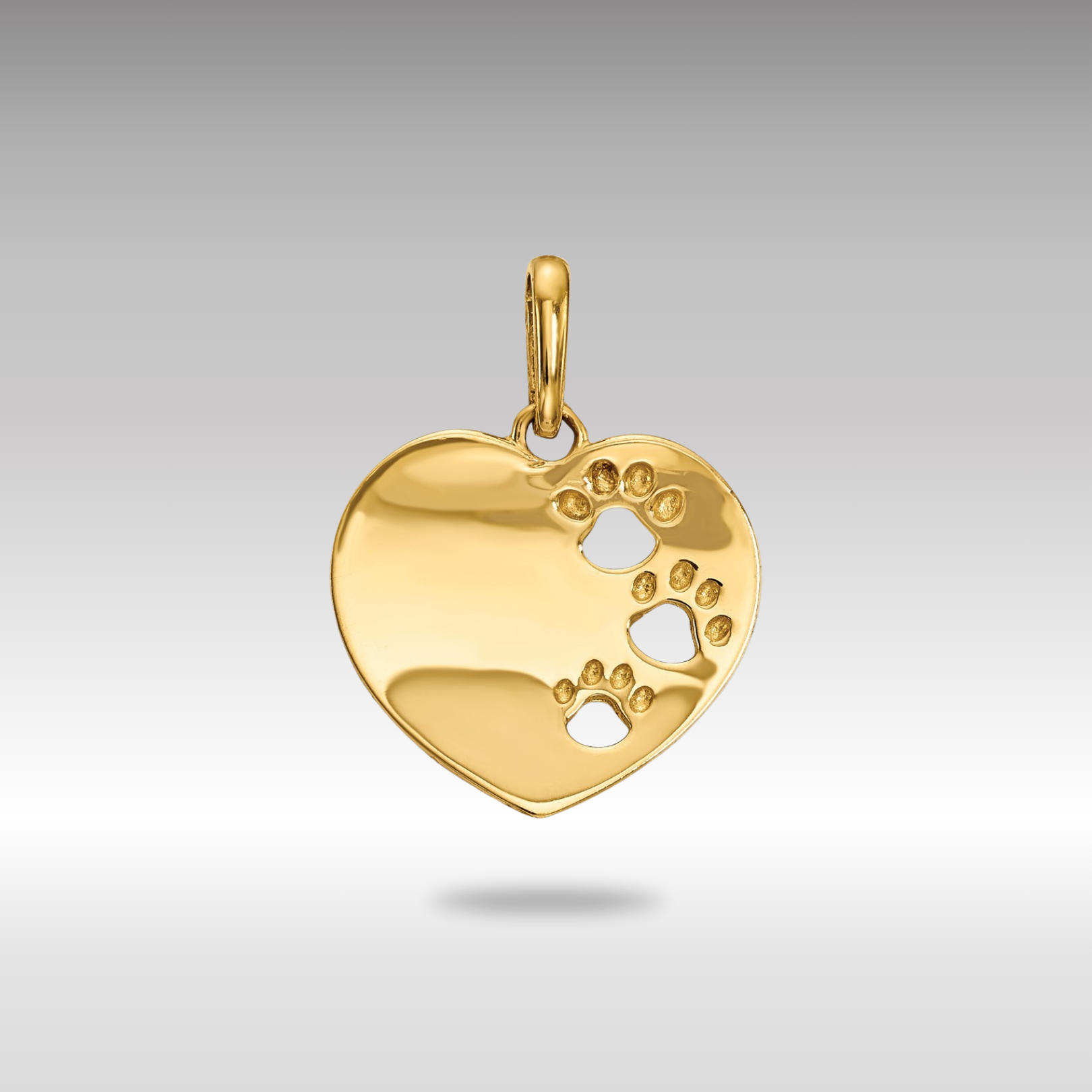 Gold Heart Necklace Pendant with Paw Prints - Charlie & Co. Jewelry