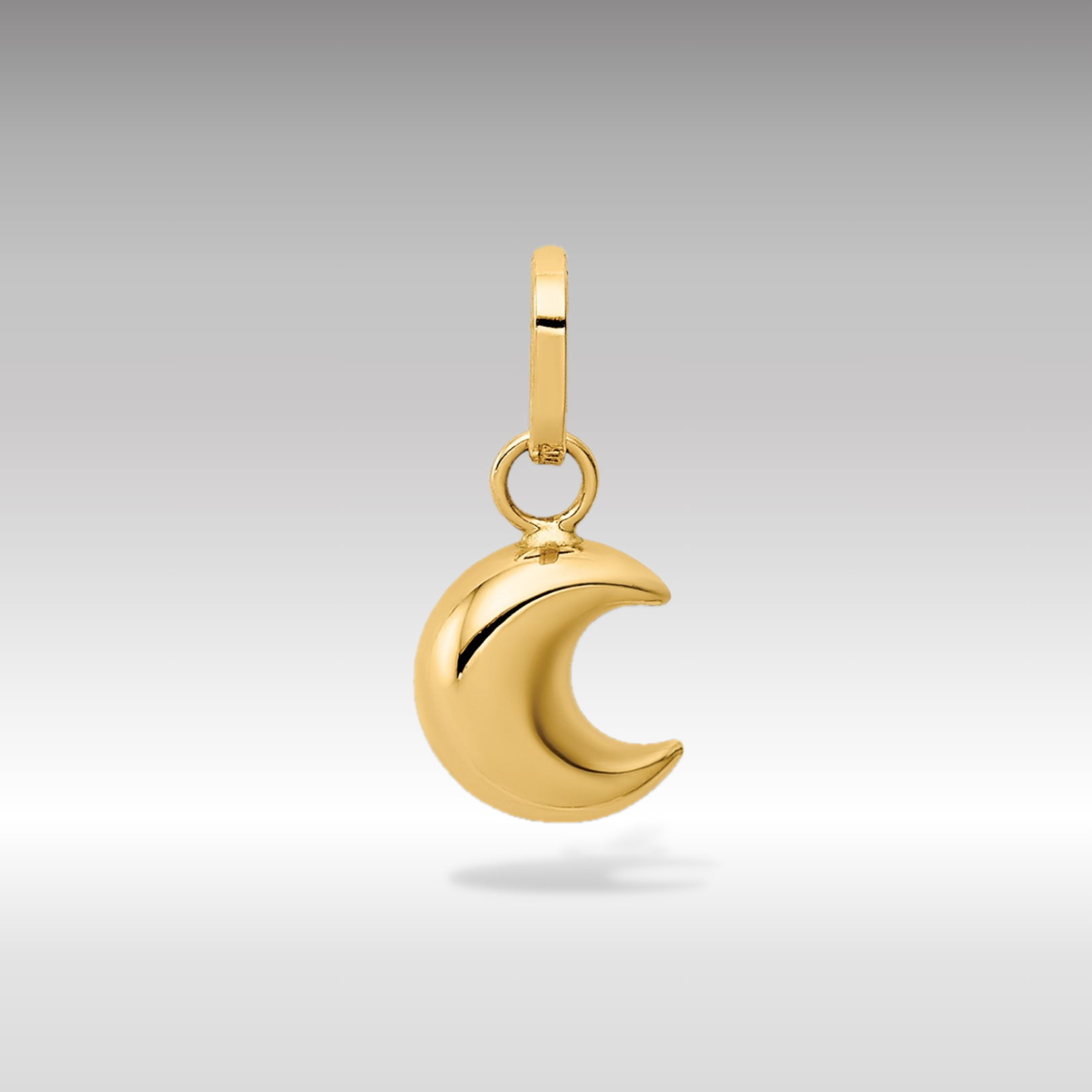14K Gold Polished Puffed Moon Pendant - Charlie & Co. Jewelry
