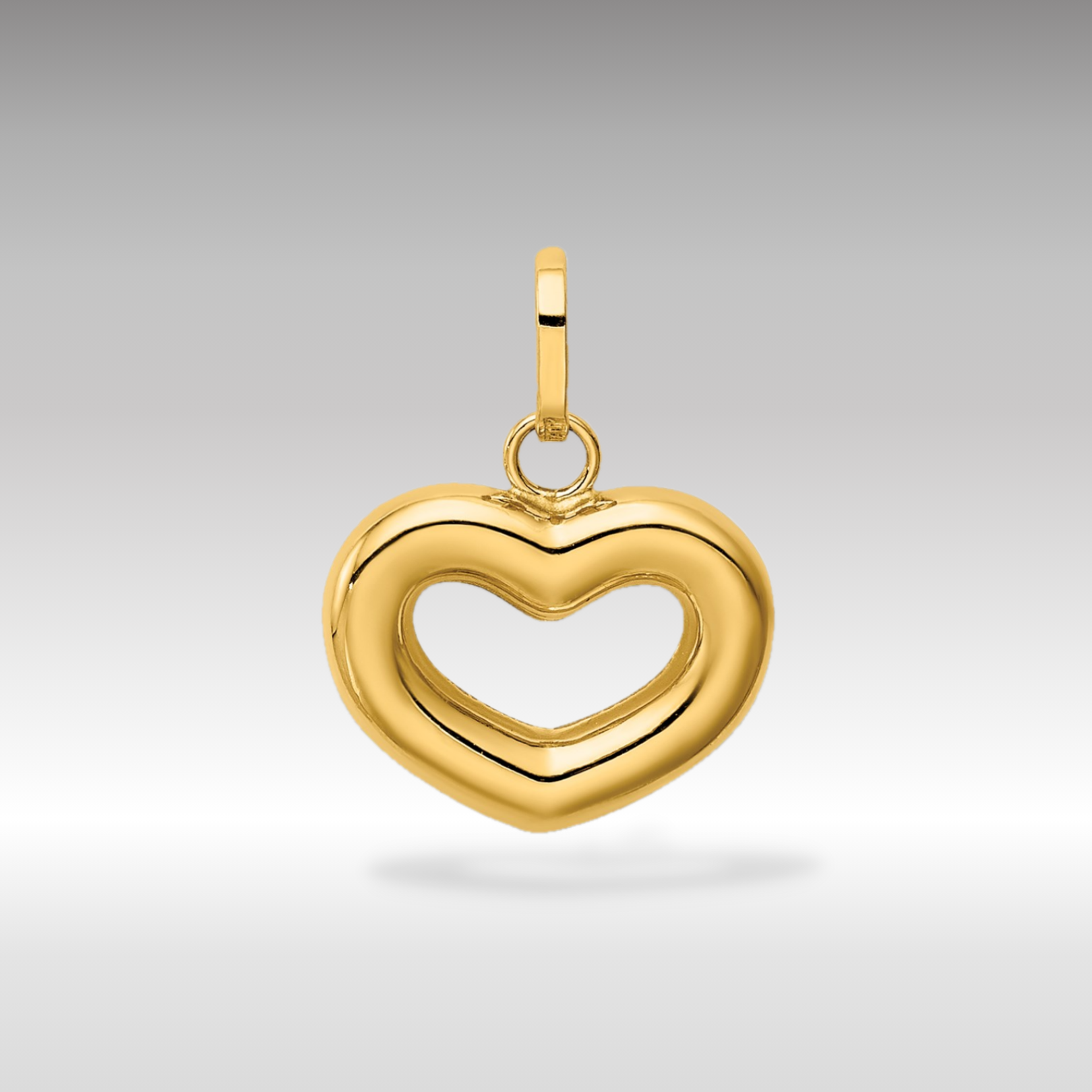 14K Gold Polished Cut-out Puffed Heart Pendant - Charlie & Co. Jewelry