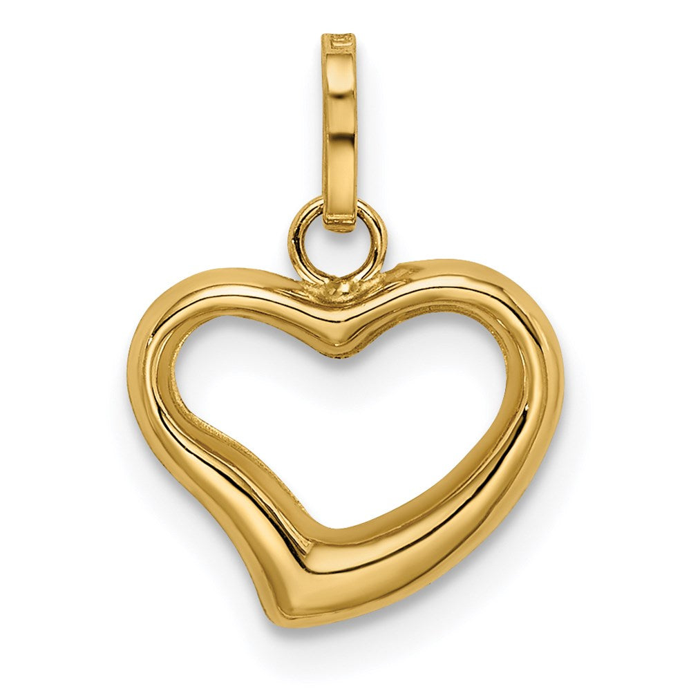 14K Gold Polished Cut-Out Puffed Heart Pendant - Charlie & Co. Jewelry