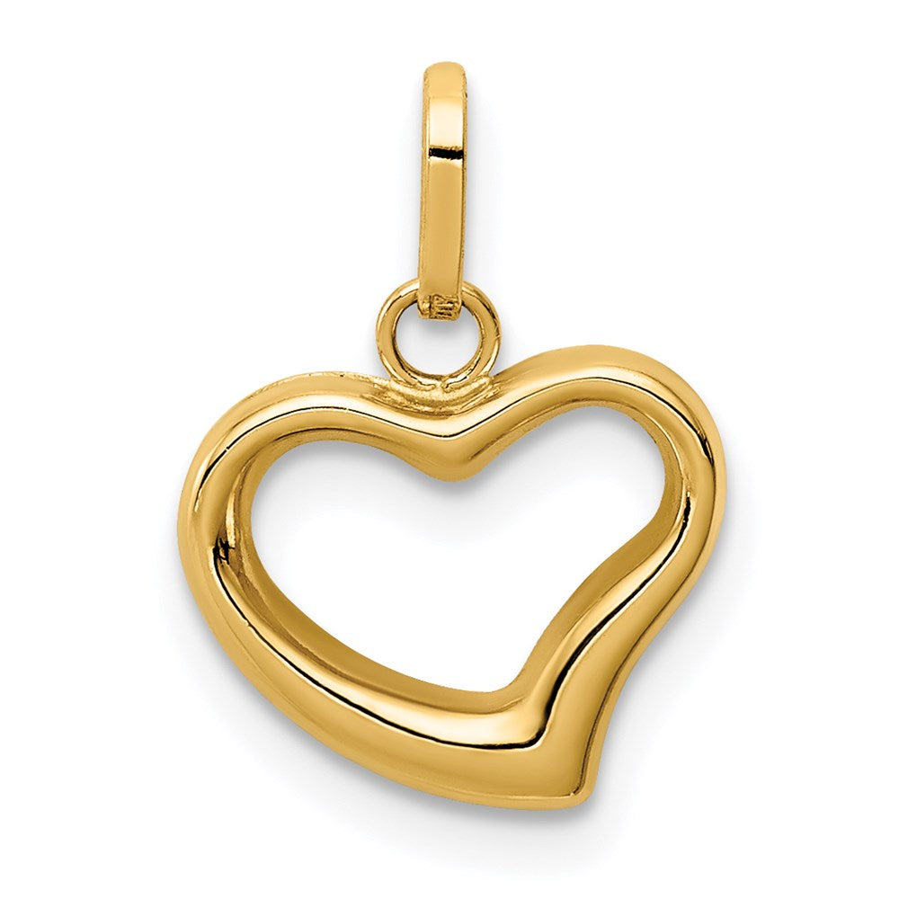 14K Gold Polished Cut-Out Puffed Heart Pendant - Charlie & Co. Jewelry