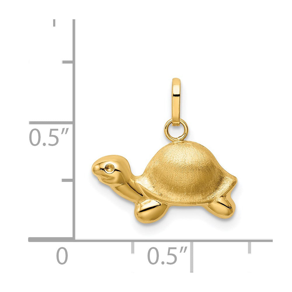 14K Gold Satin and Polished Turtle Pendant - Charlie & Co. Jewelry
