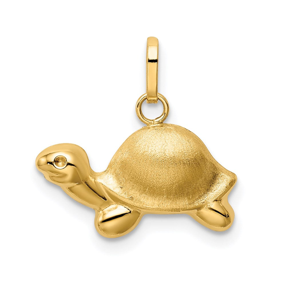 14K Gold Satin and Polished Turtle Pendant - Charlie & Co. Jewelry
