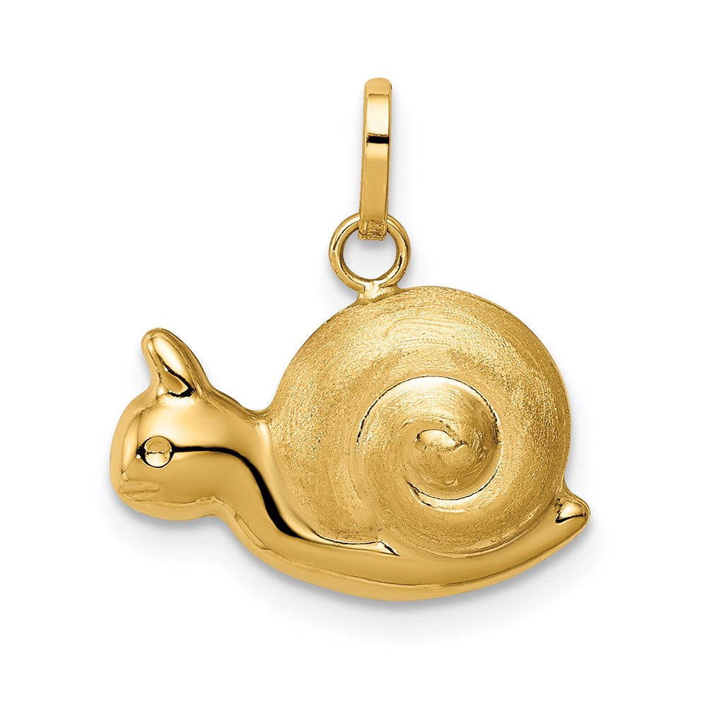 14K Gold Hollow Satin and Polished Snail Pendant - Charlie & Co. Jewelry