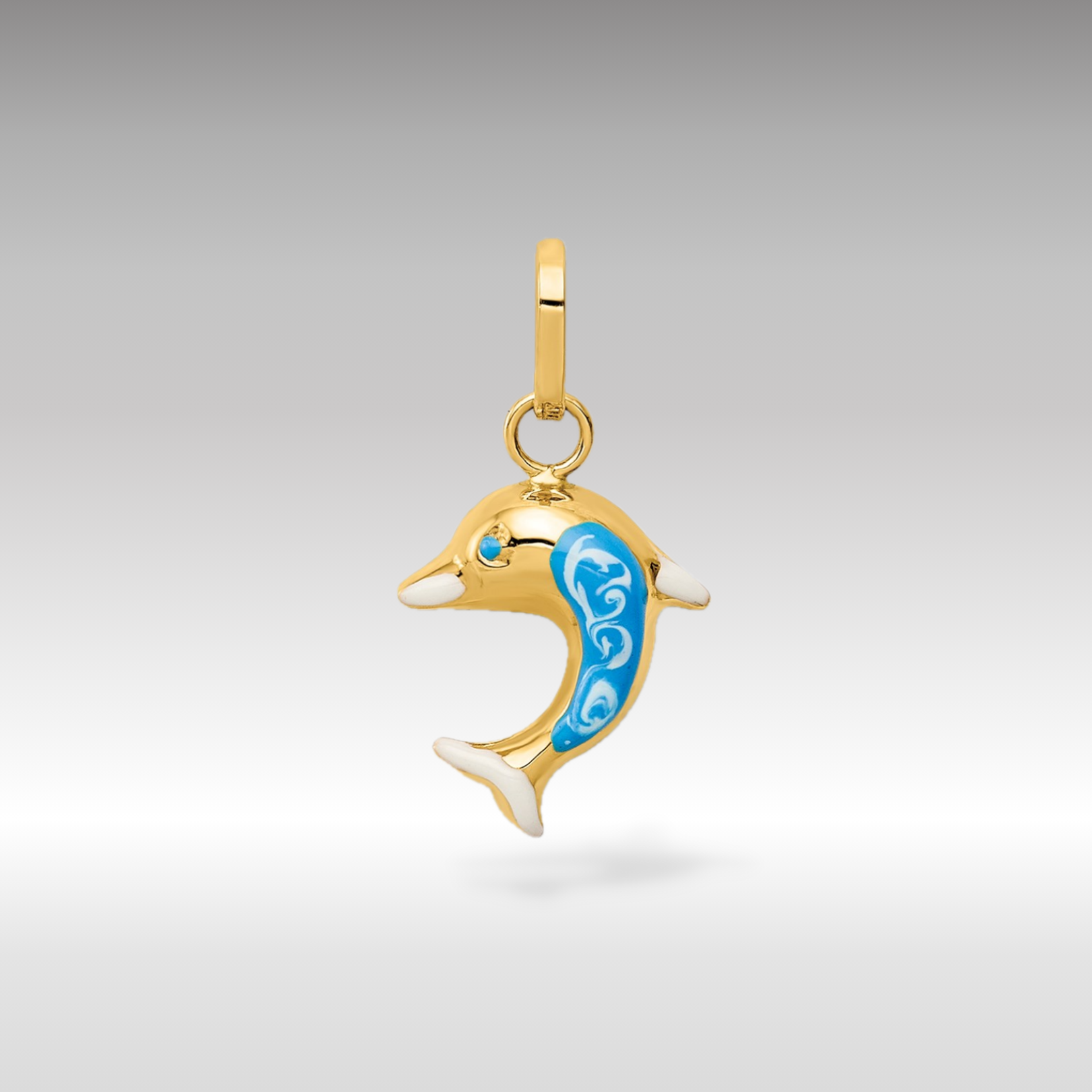14K Gold Enameled Dolphin Charm - Charlie & Co. Jewelry
