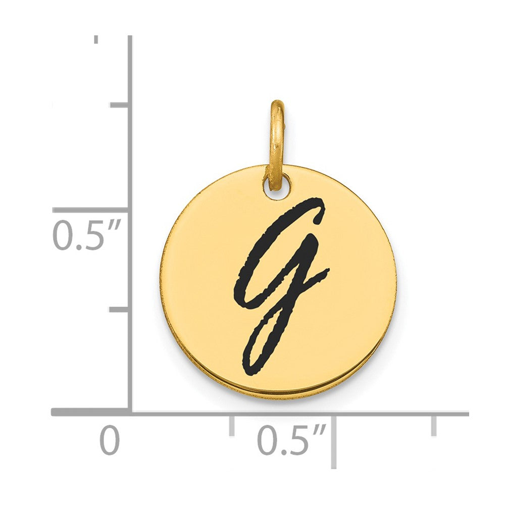 14K Gold Script Letter 'g' Circular Charm with Black Enamel - Charlie & Co. Jewelry
