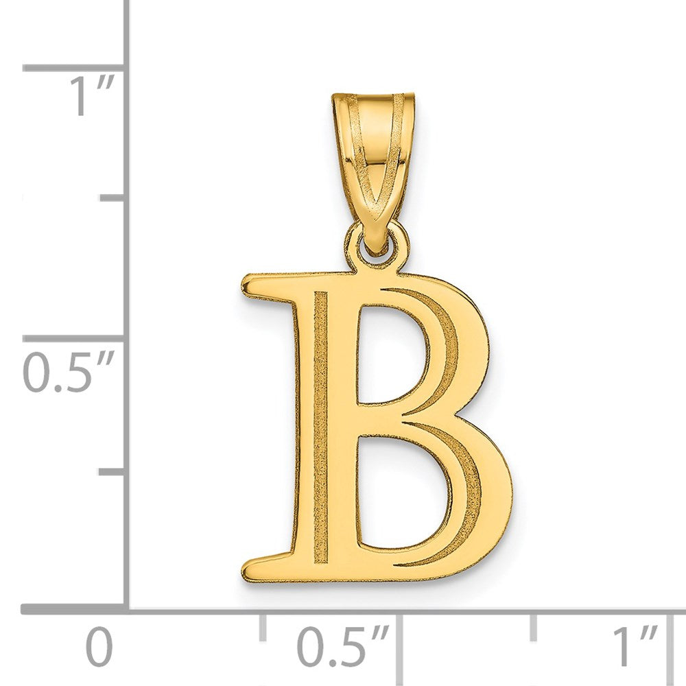 Charlie & Co Jewelry | 14k Polished Etched Letter B Initial Pendant - Model YC1437B