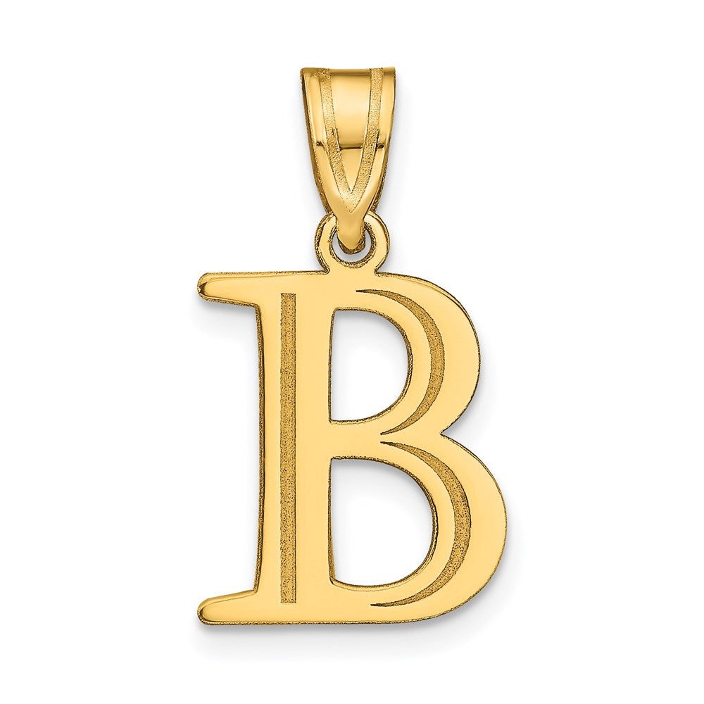 Charlie & Co Jewelry | 14k Polished Etched Letter B Initial Pendant - Model YC1437B