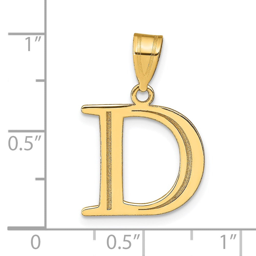 Charlie & Co Jewelry | 14k Polished Etched Letter D Initial Pendant - Model YC1437D