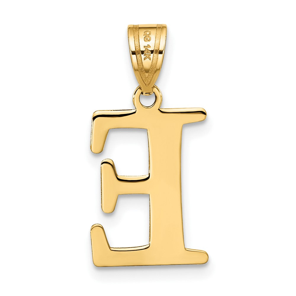 Charlie & Co Jewelry | 14k Polished Etched Letter E Initial Pendant - Model YC1437E
