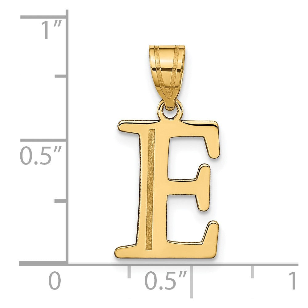 Charlie & Co Jewelry | 14k Polished Etched Letter E Initial Pendant - Model YC1437E