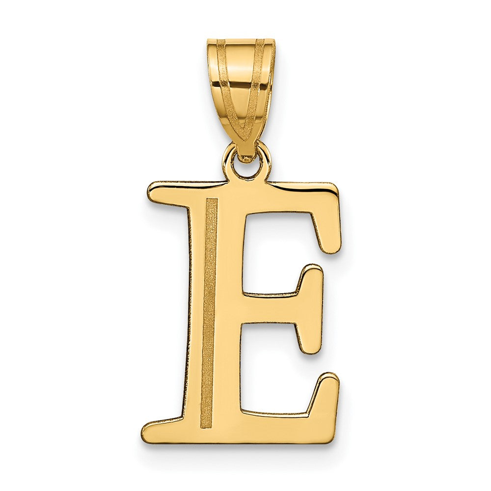 Charlie & Co Jewelry | 14k Polished Etched Letter E Initial Pendant - Model YC1437E