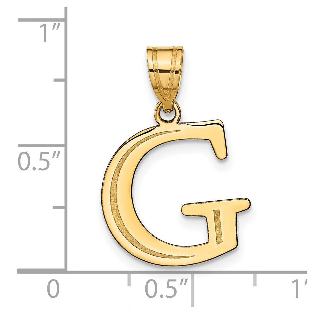 Charlie & Co Jewelry | 14k Polished Etched Letter G Initial Pendant - Model YC1437G