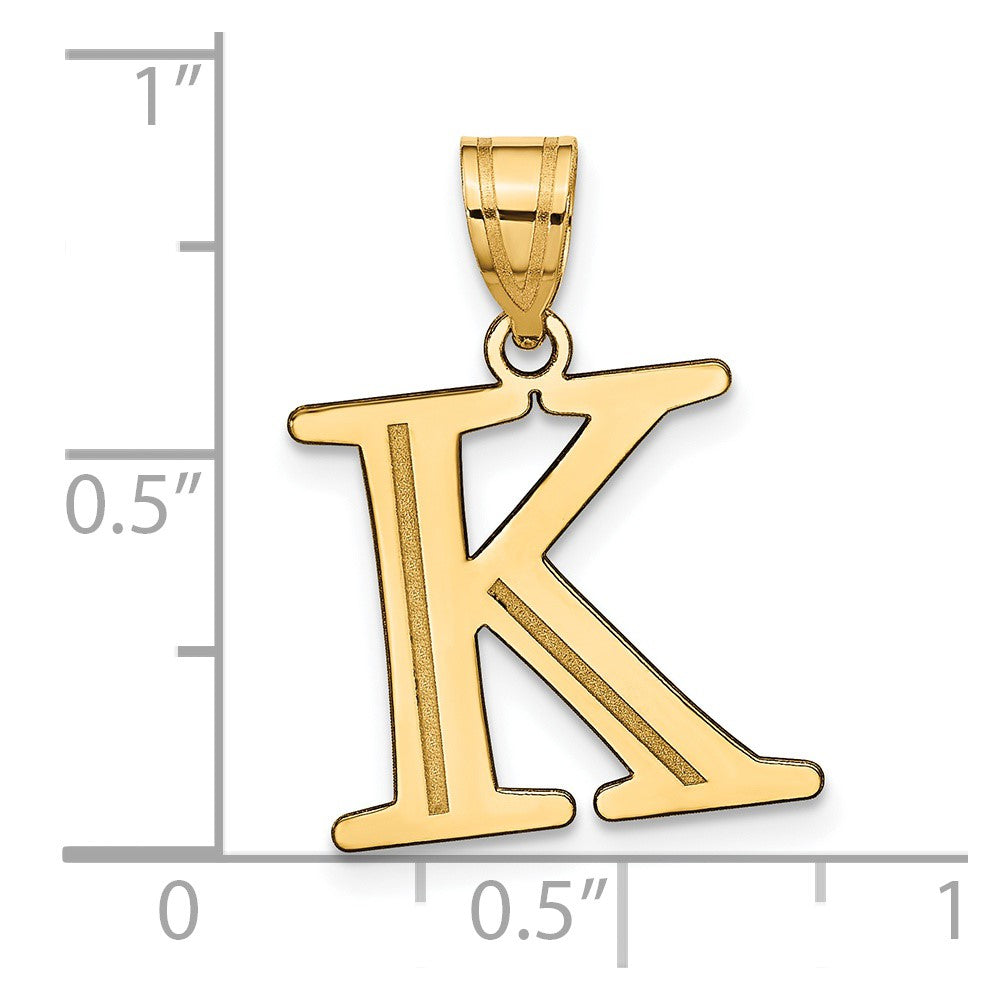 Charlie & Co Jewelry | 14k Polished Etched Letter K Initial Pendant - Model YC1437K