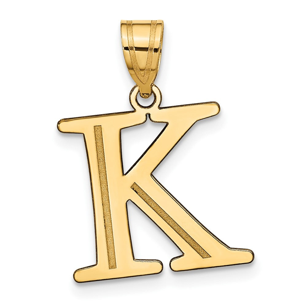 Charlie & Co Jewelry | 14k Polished Etched Letter K Initial Pendant - Model YC1437K