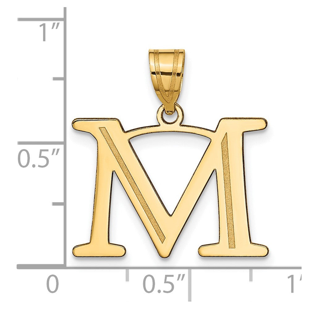 Charlie & Co Jewelry | 14k Polished Etched Letter M Initial Pendant - Model YC1437M