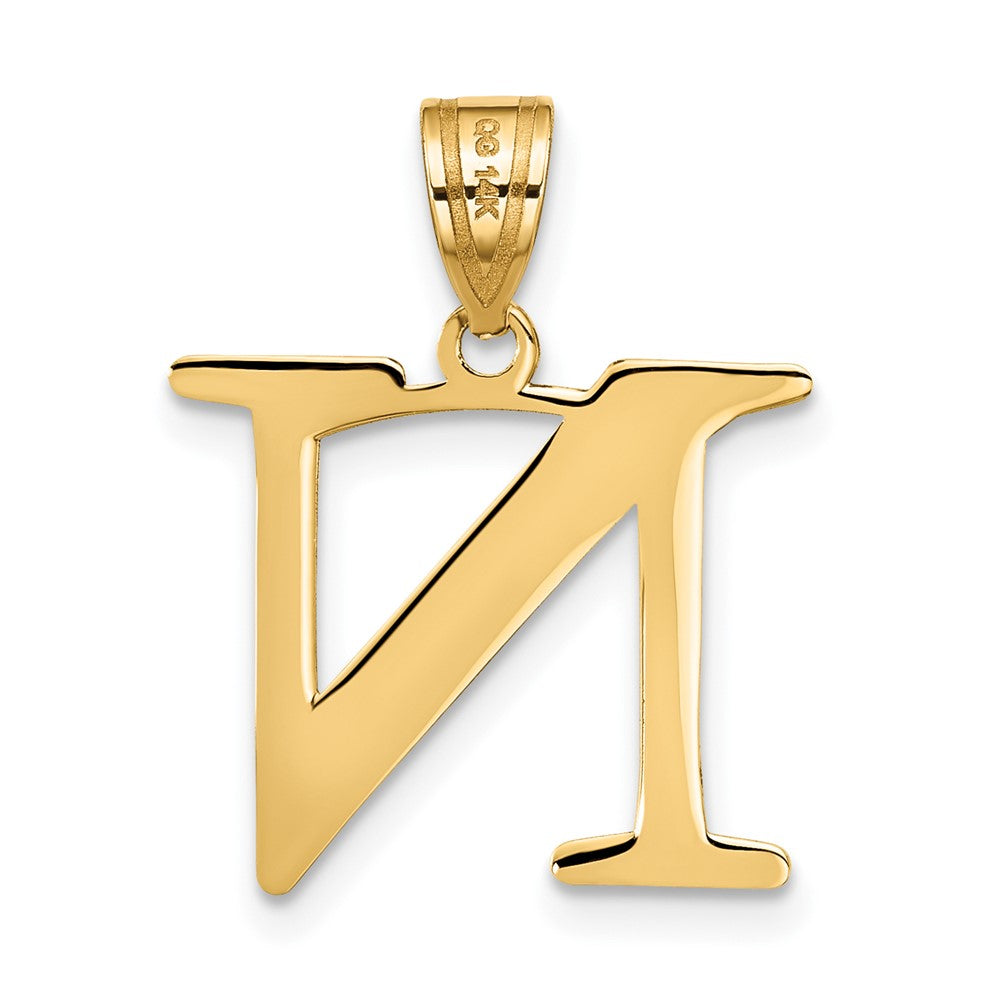 Charlie & Co Jewelry | 14k Polished Etched Letter N Initial Pendant - Model YC1437N