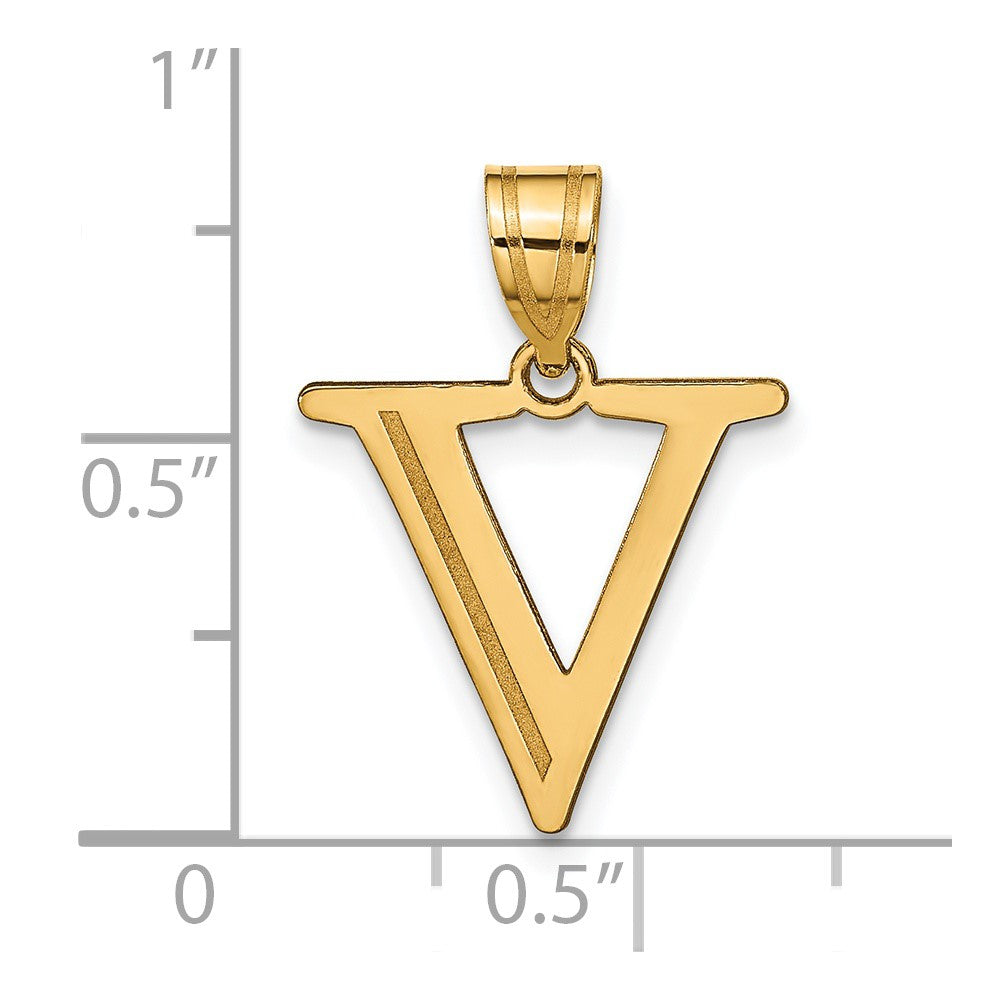 Charlie & Co Jewelry | 14k Polished Etched Letter V Initial Pendant - Model YC1437V