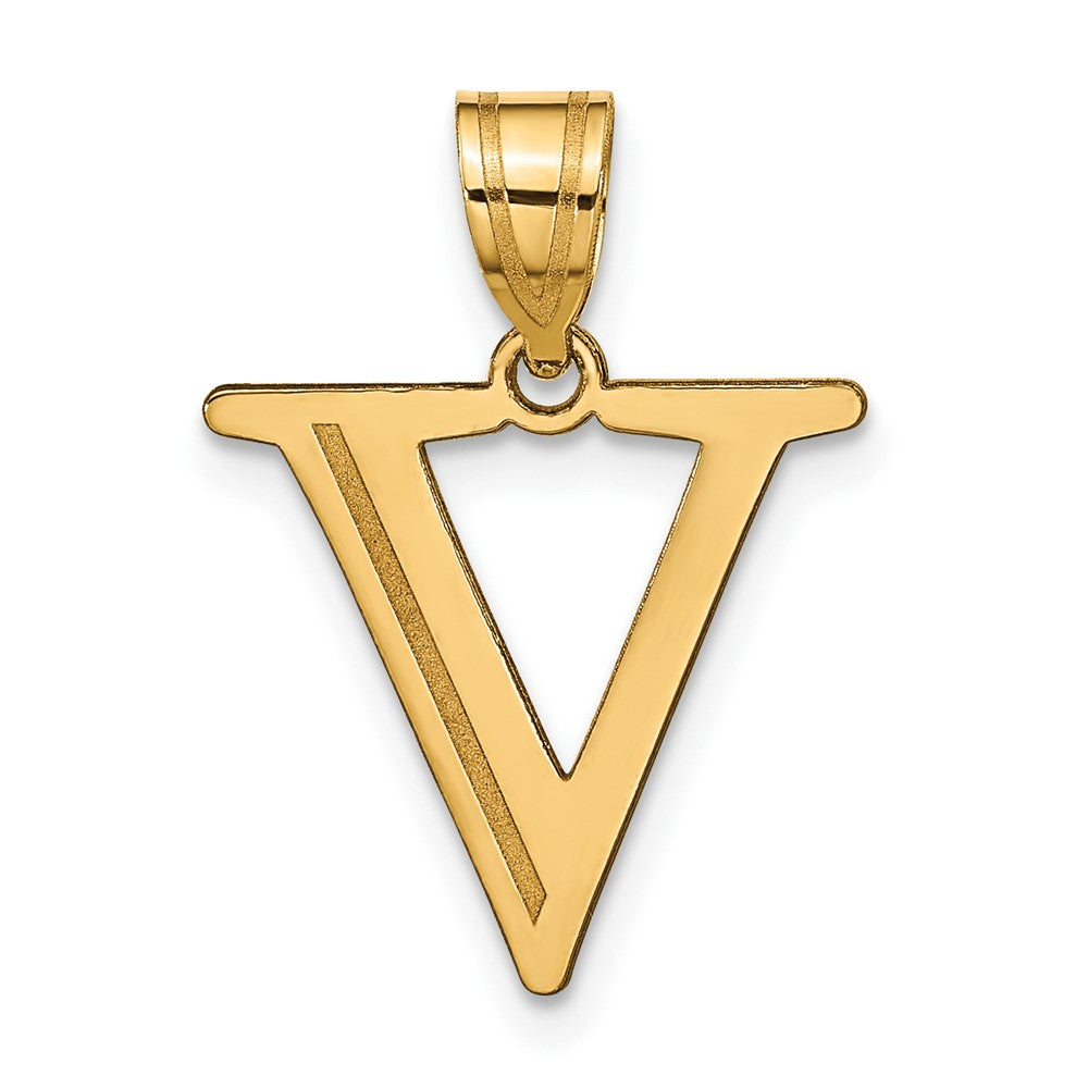 Charlie & Co Jewelry | 14k Polished Etched Letter V Initial Pendant - Model YC1437V