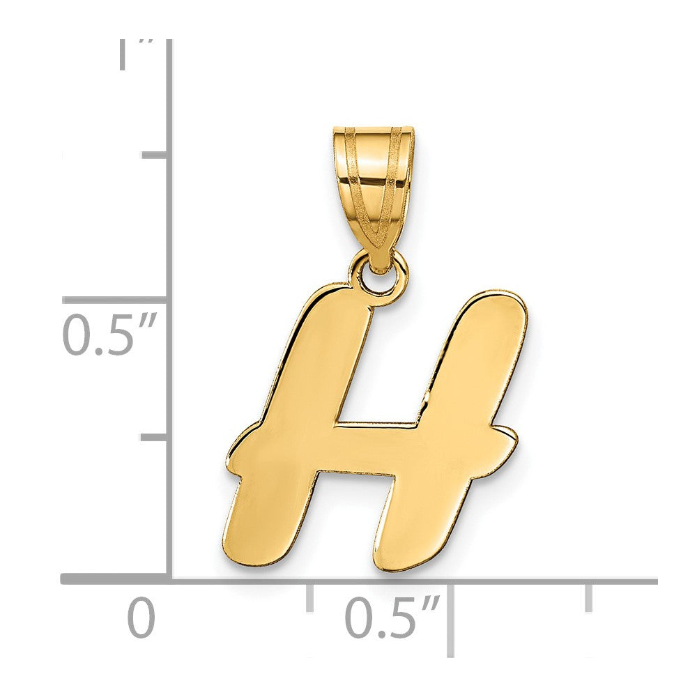 Charlie & Co Jewelry | 14k Polished Script Letter H Initial Pendant - Model YC1438H