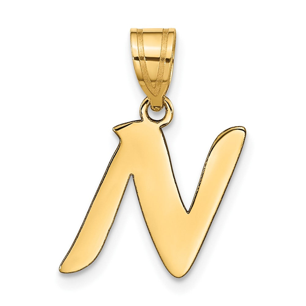 Charlie & Co Jewelry | 14k Polished Script Letter N Initial Pendant - Model YC1438N
