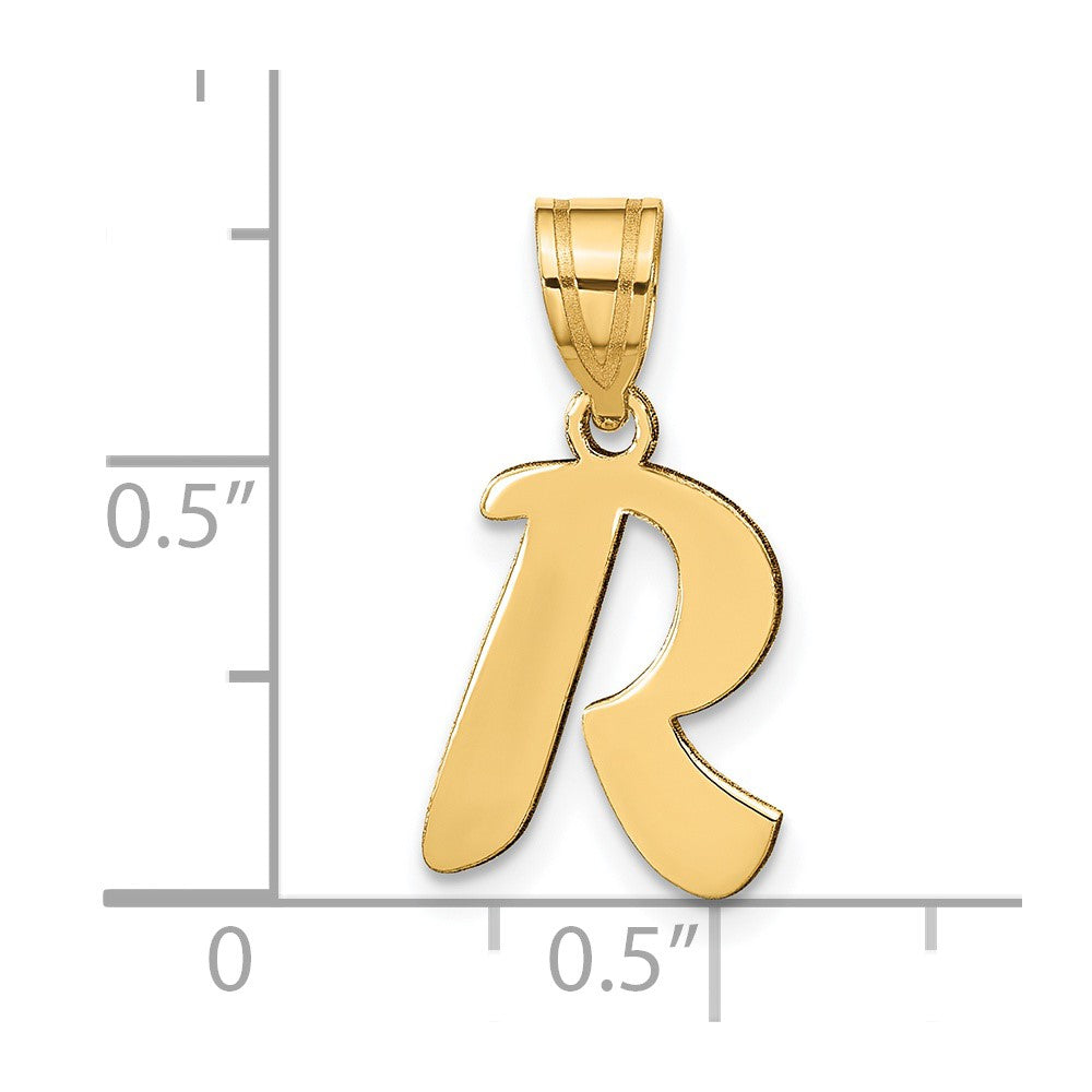 Charlie & Co Jewelry | 14k Polished Script Letter R Initial Pendant - Model YC1438R