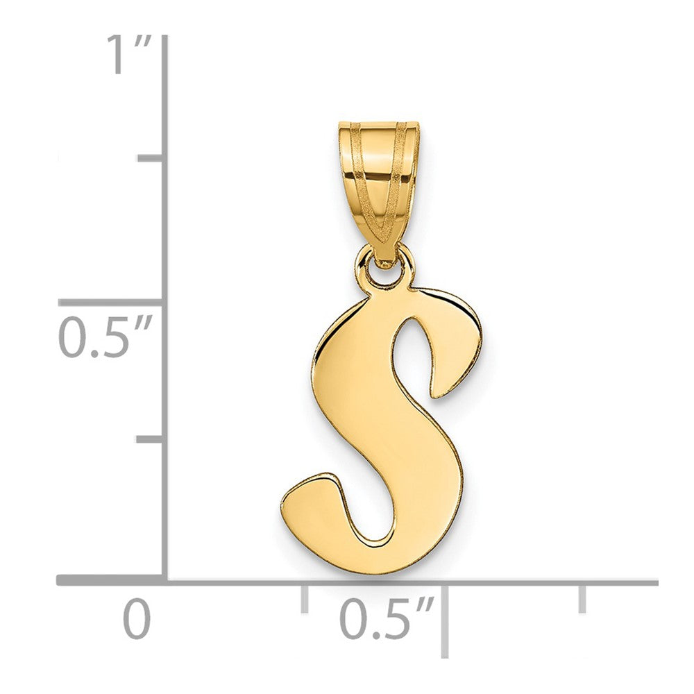 Charlie & Co Jewelry | 14k Polished Script Letter S Initial Pendant - Model YC1438S