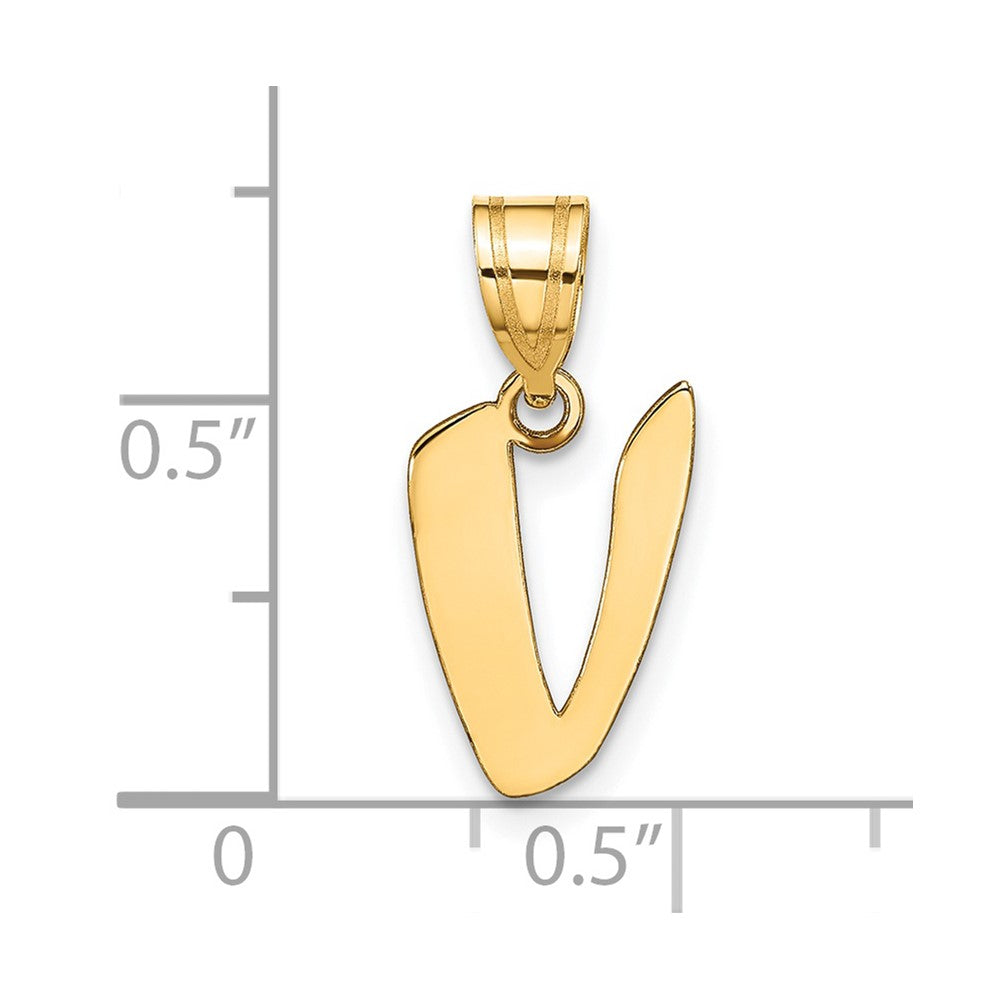 Charlie & Co Jewelry | 14k Polished Script Letter V Initial Pendant - Model YC1438V