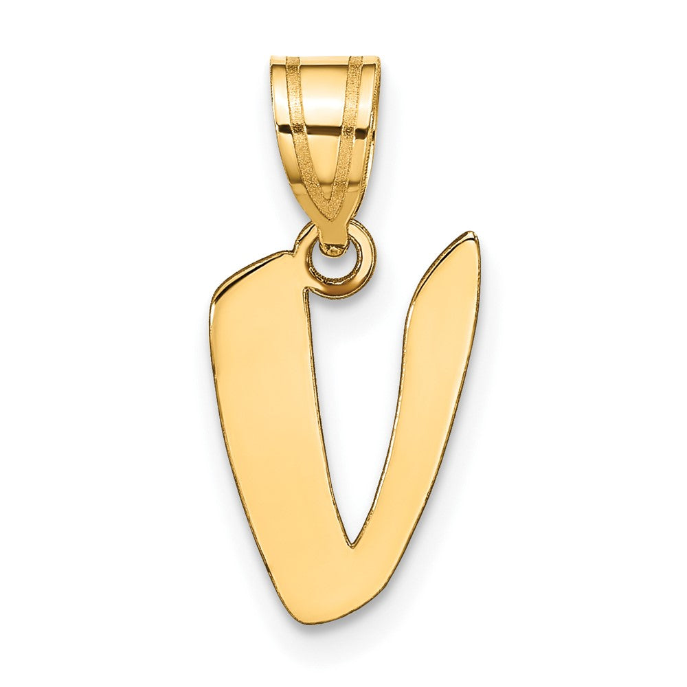 Charlie & Co Jewelry | 14k Polished Script Letter V Initial Pendant - Model YC1438V