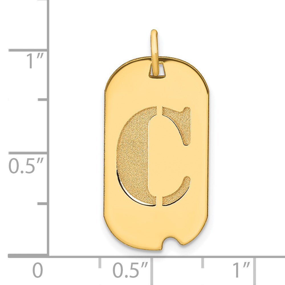 Charlie & Co Jewelry | 14k Polished Letter C Initial Dog Tag Pendant - Model YC1439C