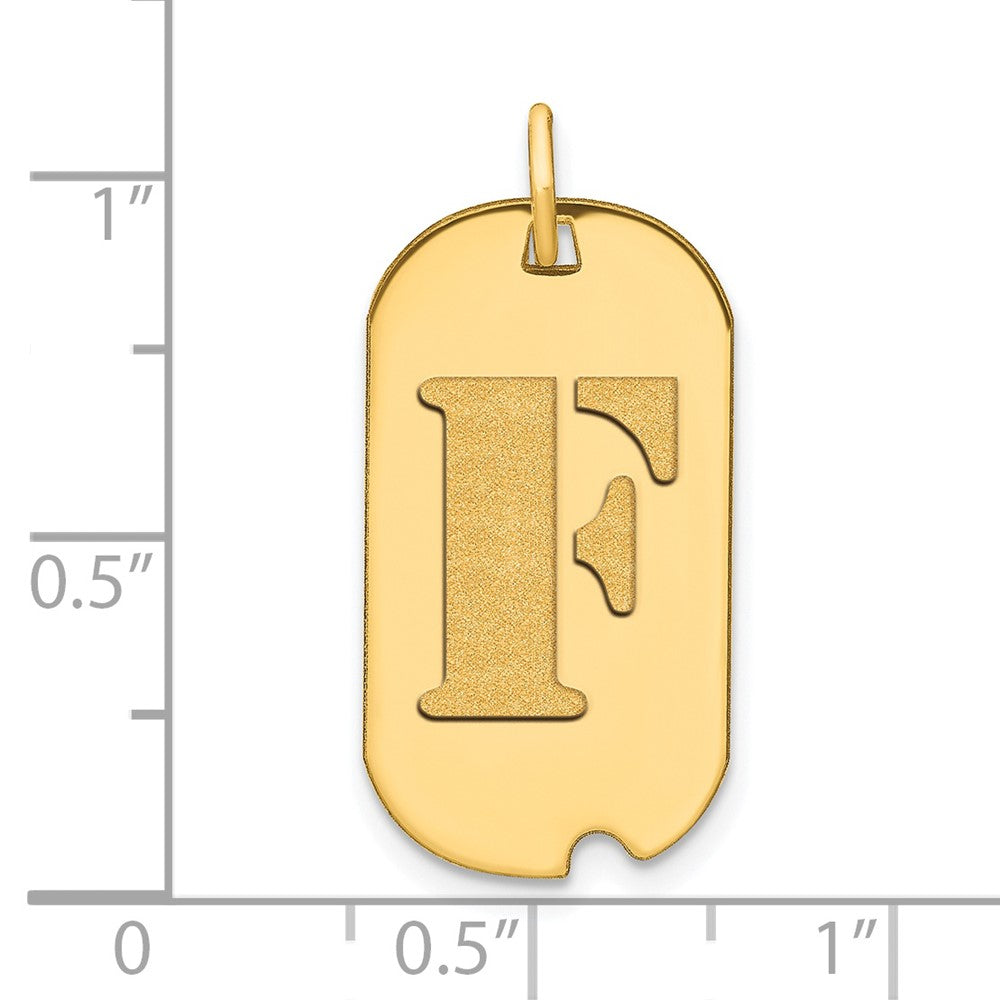 Charlie & Co Jewelry | 14k Polished Letter F Initial Dog Tag Pendant - Model YC1439F