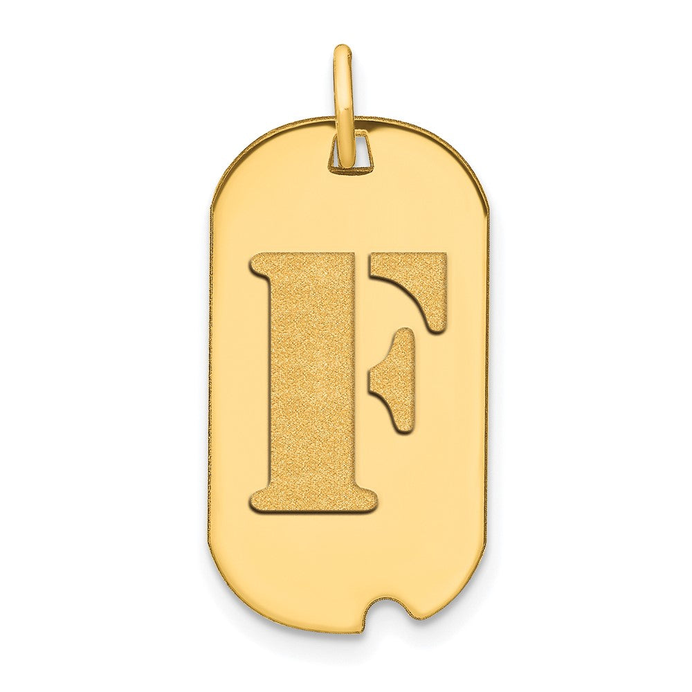 Charlie & Co Jewelry | 14k Polished Letter F Initial Dog Tag Pendant - Model YC1439F
