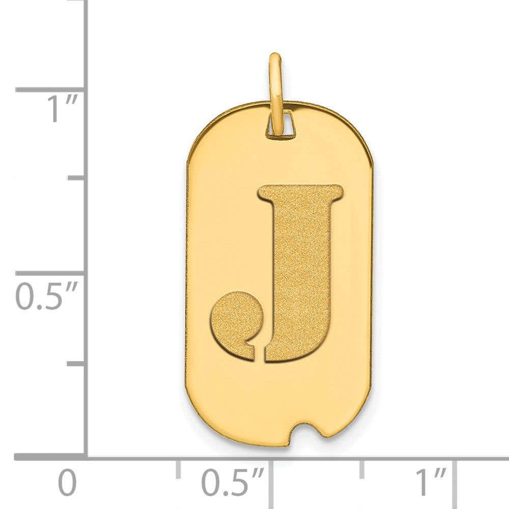Charlie & Co Jewelry | 14k Polished Letter J Initial Dog Tag Pendant - Model YC1439J