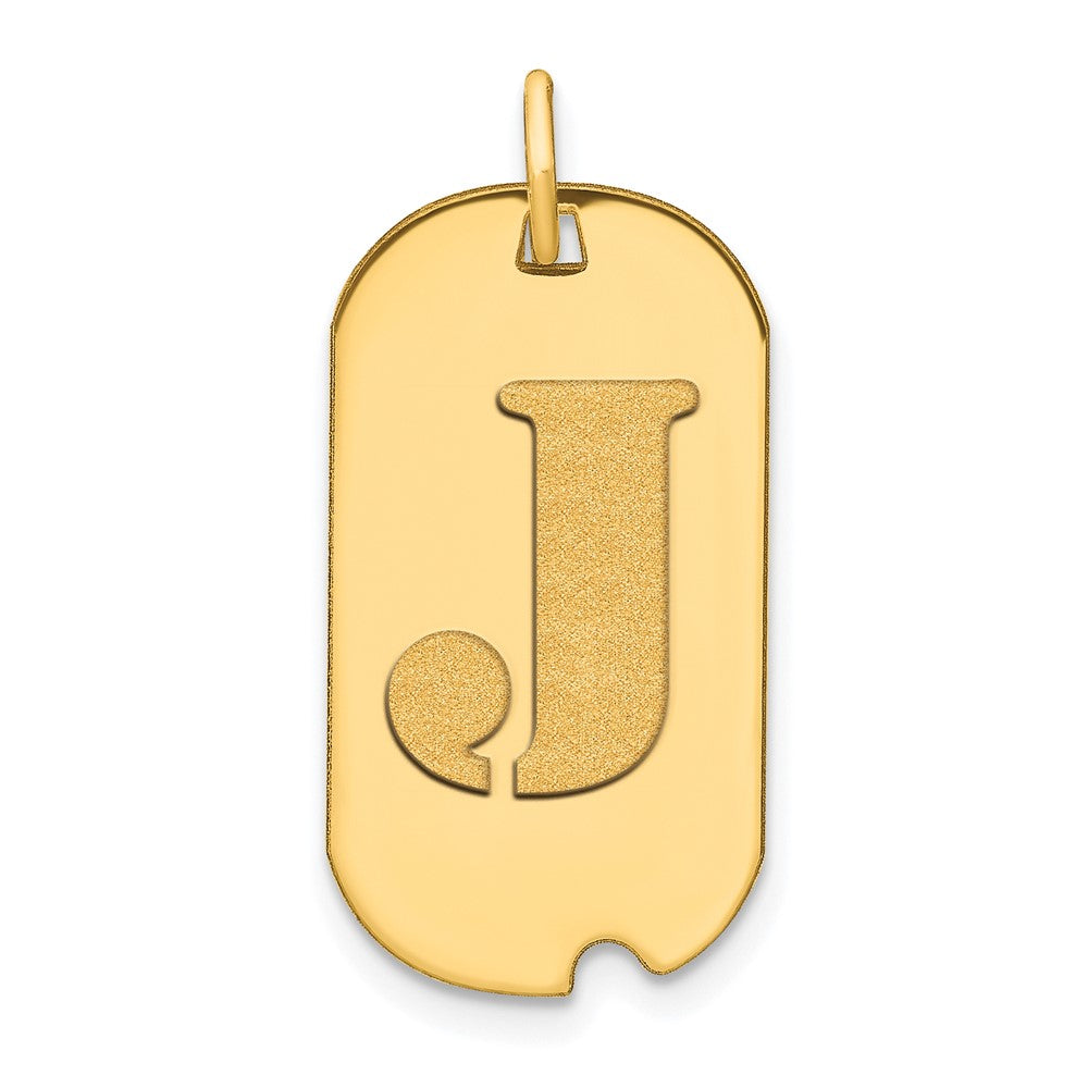 Charlie & Co Jewelry | 14k Polished Letter J Initial Dog Tag Pendant - Model YC1439J